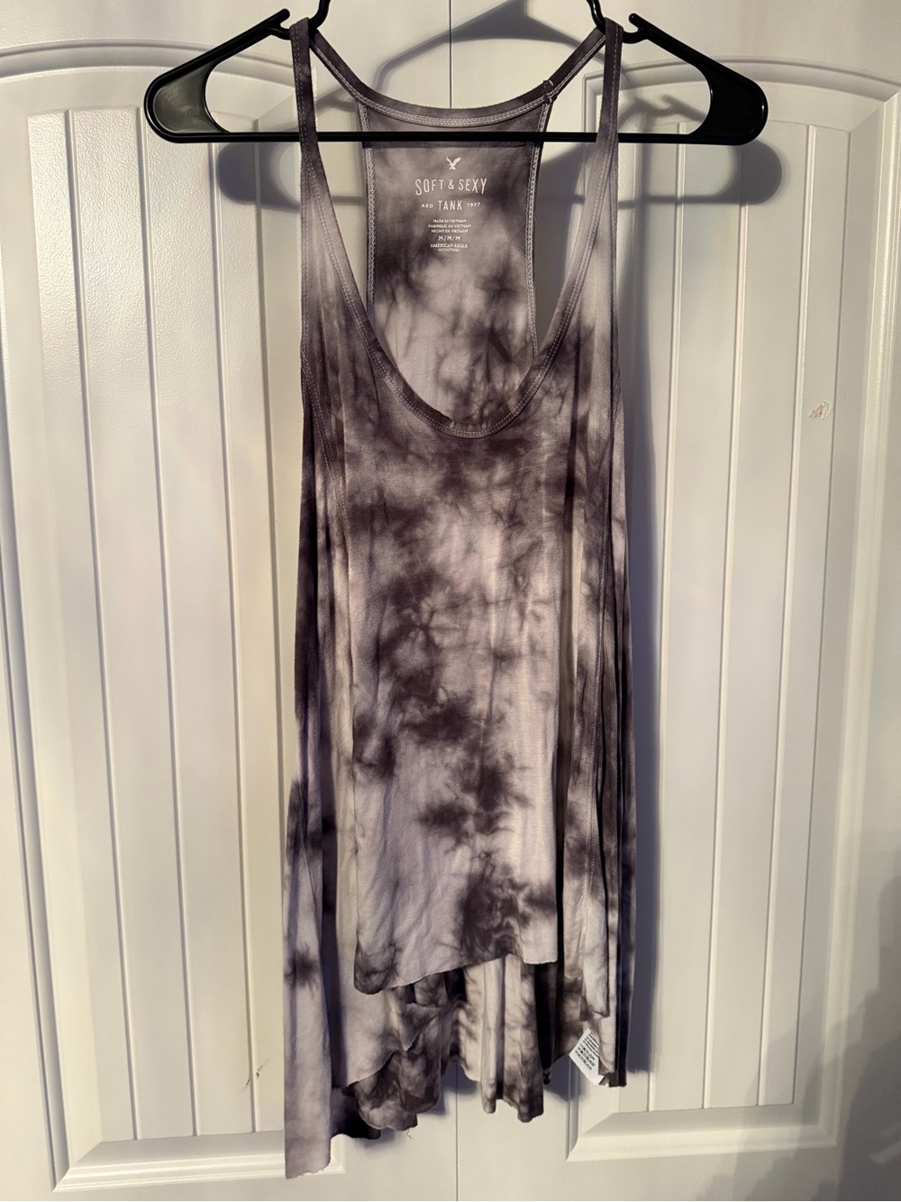 American Eagle Outfitters Purple Gray Tie-Dye Racerback Tank